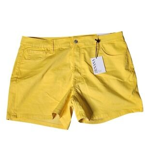 Zenana Yellow Mid Rise Stretch Shorts | Summer Casual | Women's 2XL | NWT